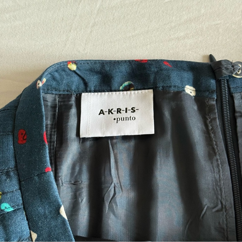 Akris Punto 100% Wool Midi Skirt Womens 10 A Line Blue Business Casual Designer - Picture 9 of 16